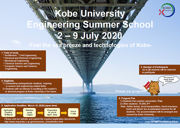 神戶大學2020 KOBE University Engineering Summer School錄取名單
